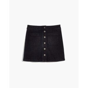 Madewell Cotton Denim A-Line Snap Button Front Short Black Jean Mini Skirt 30